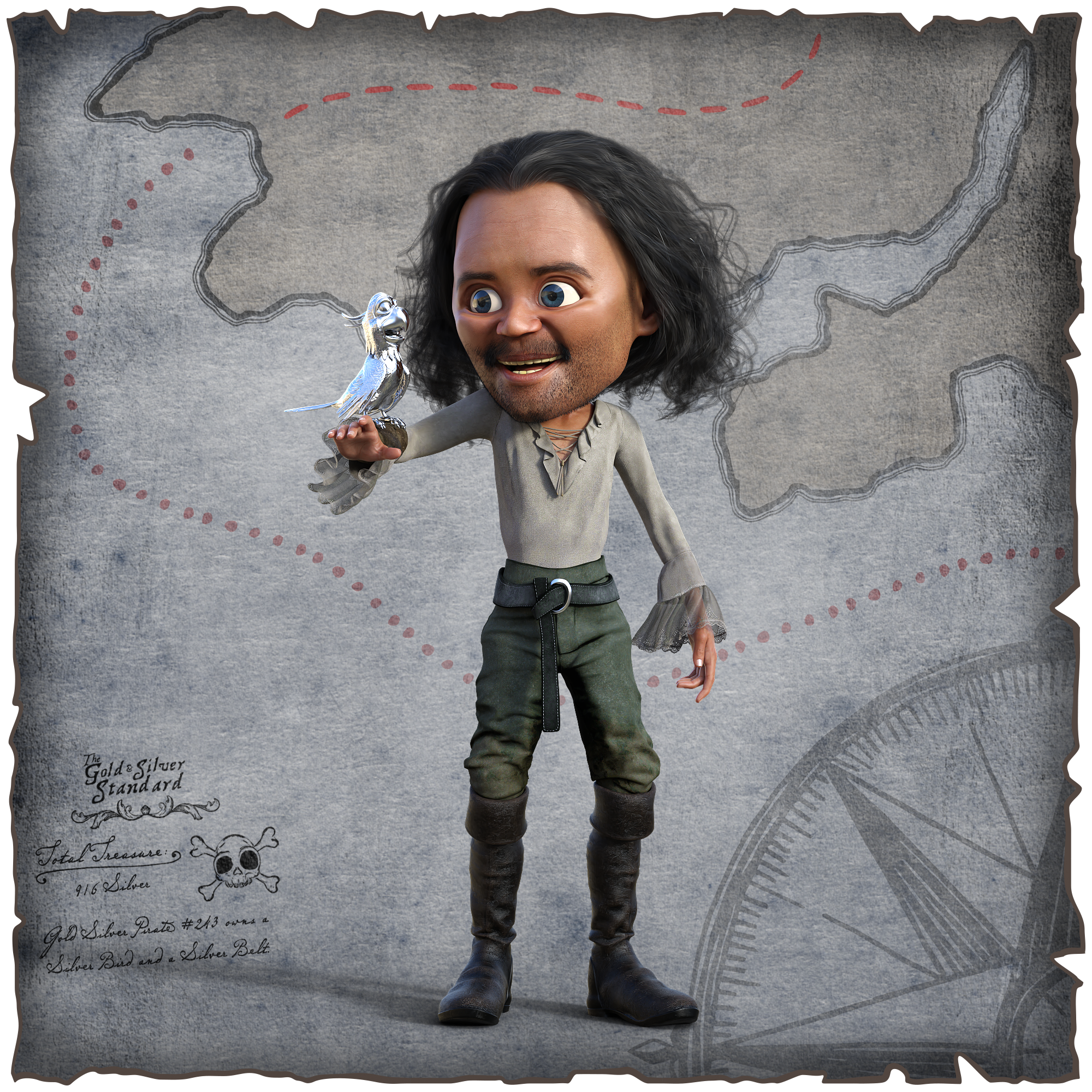 Gold Silver Pirate #243