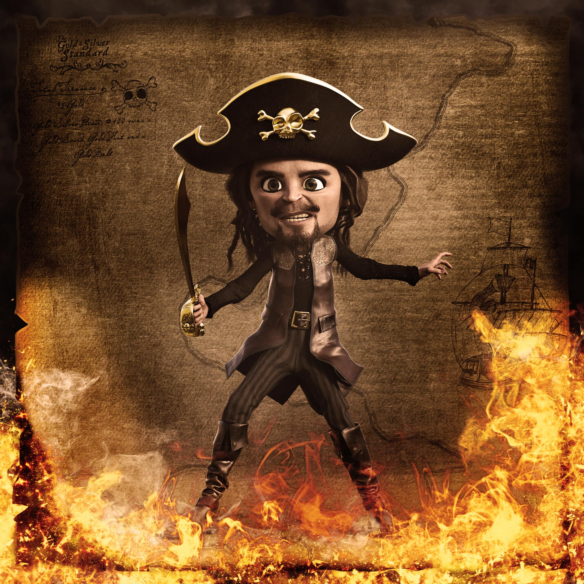 Gold Silver Pirate #400