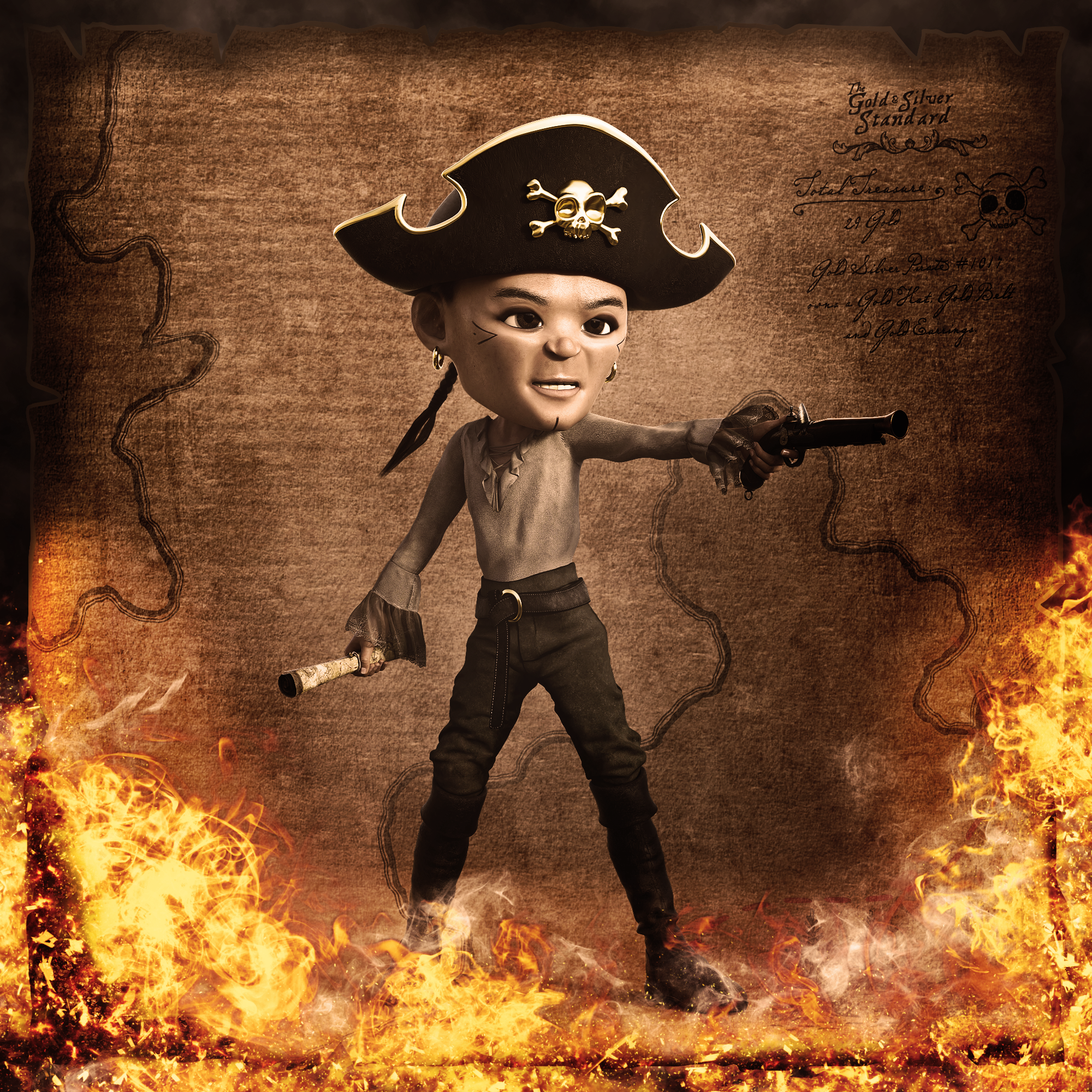 Gold Silver Pirate #1017