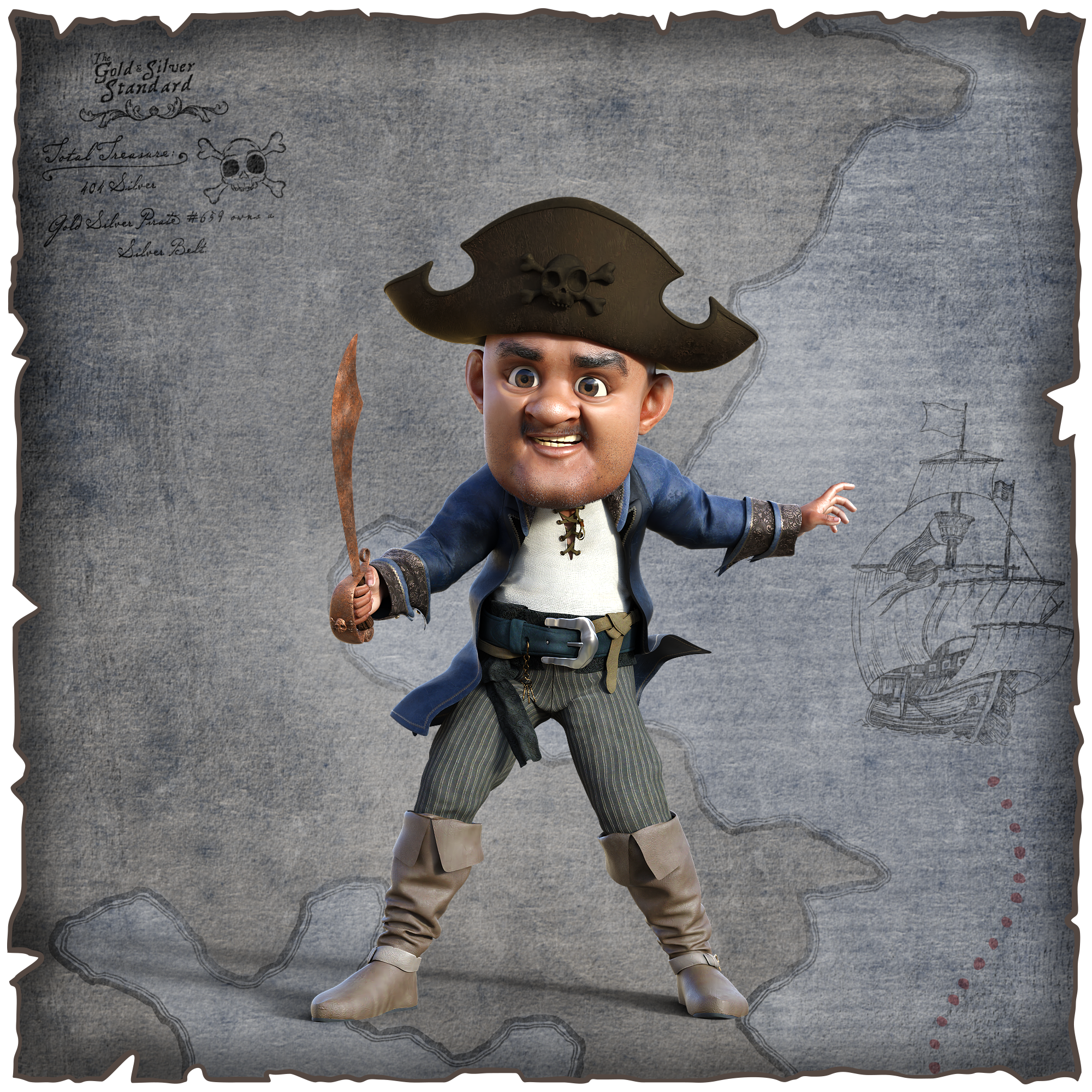 Gold Silver Pirate #659