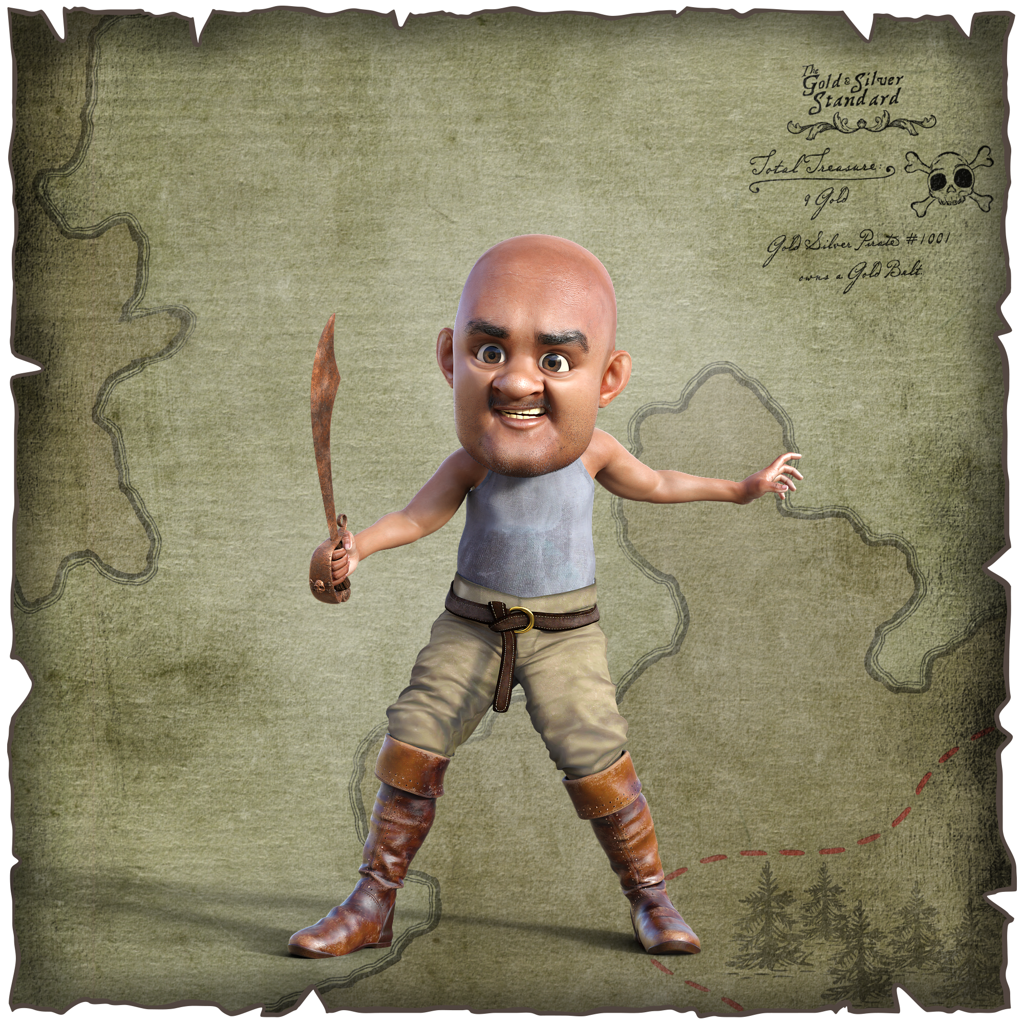 Gold Silver Pirate #1001