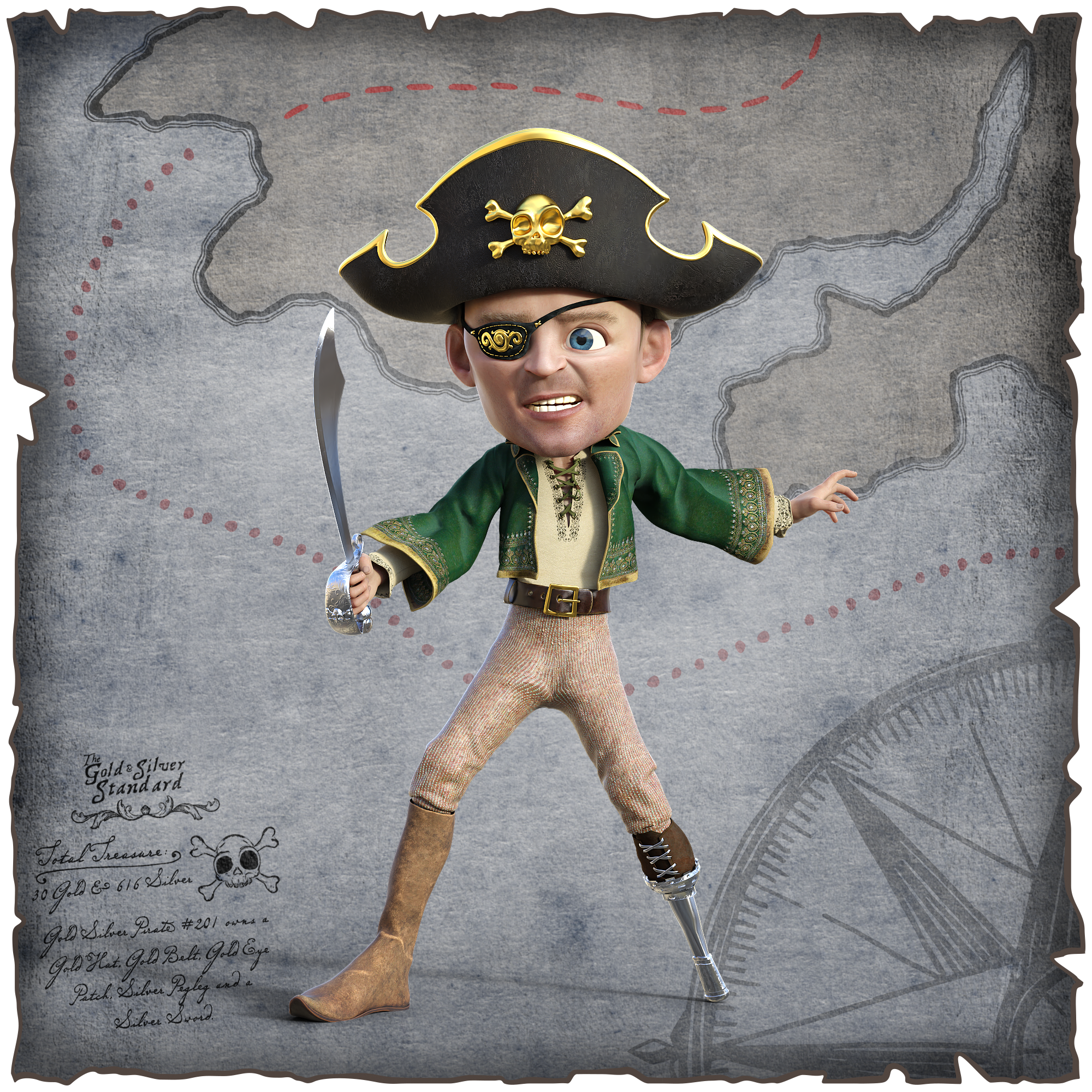 Gold Silver Pirate #201