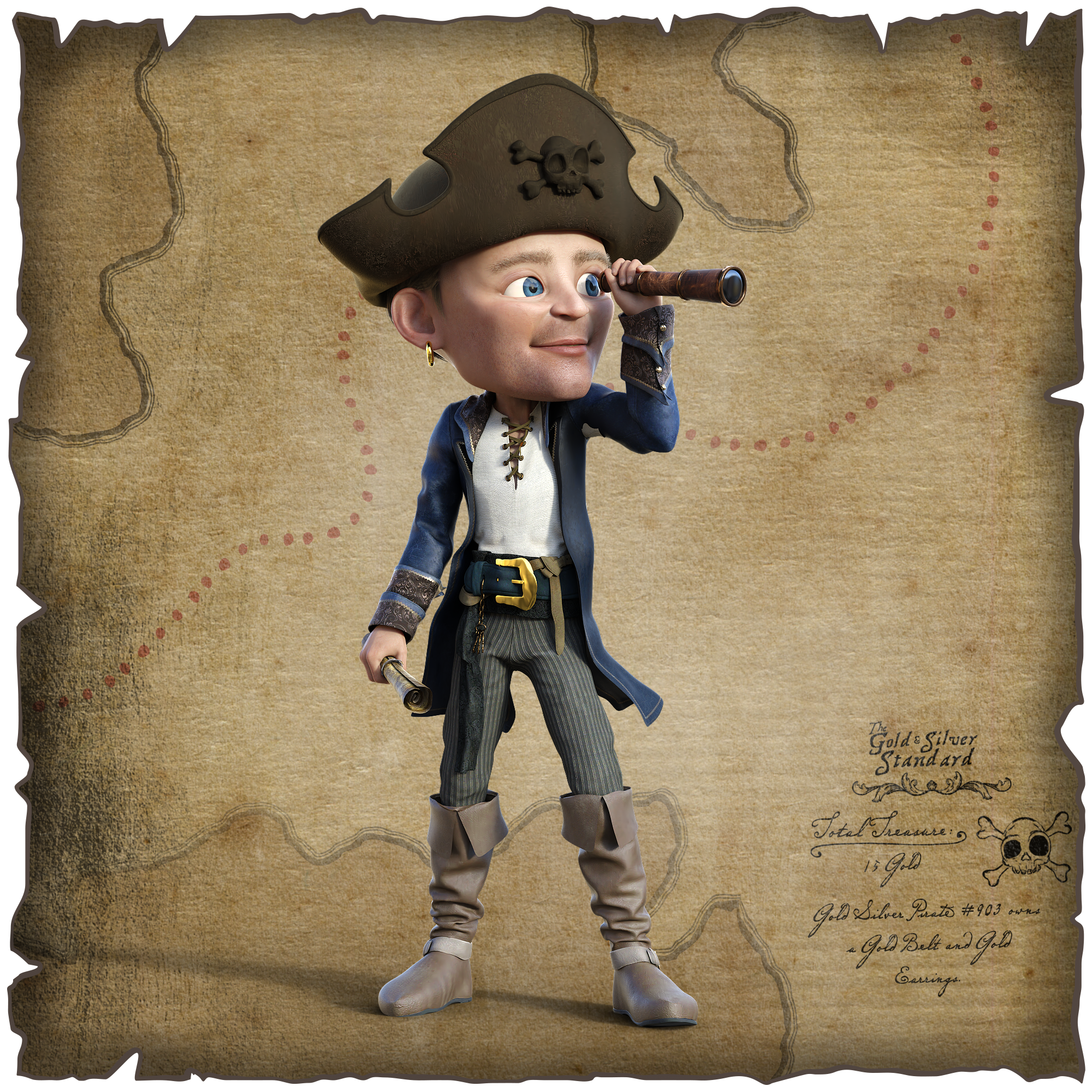 Gold Silver Pirate #903
