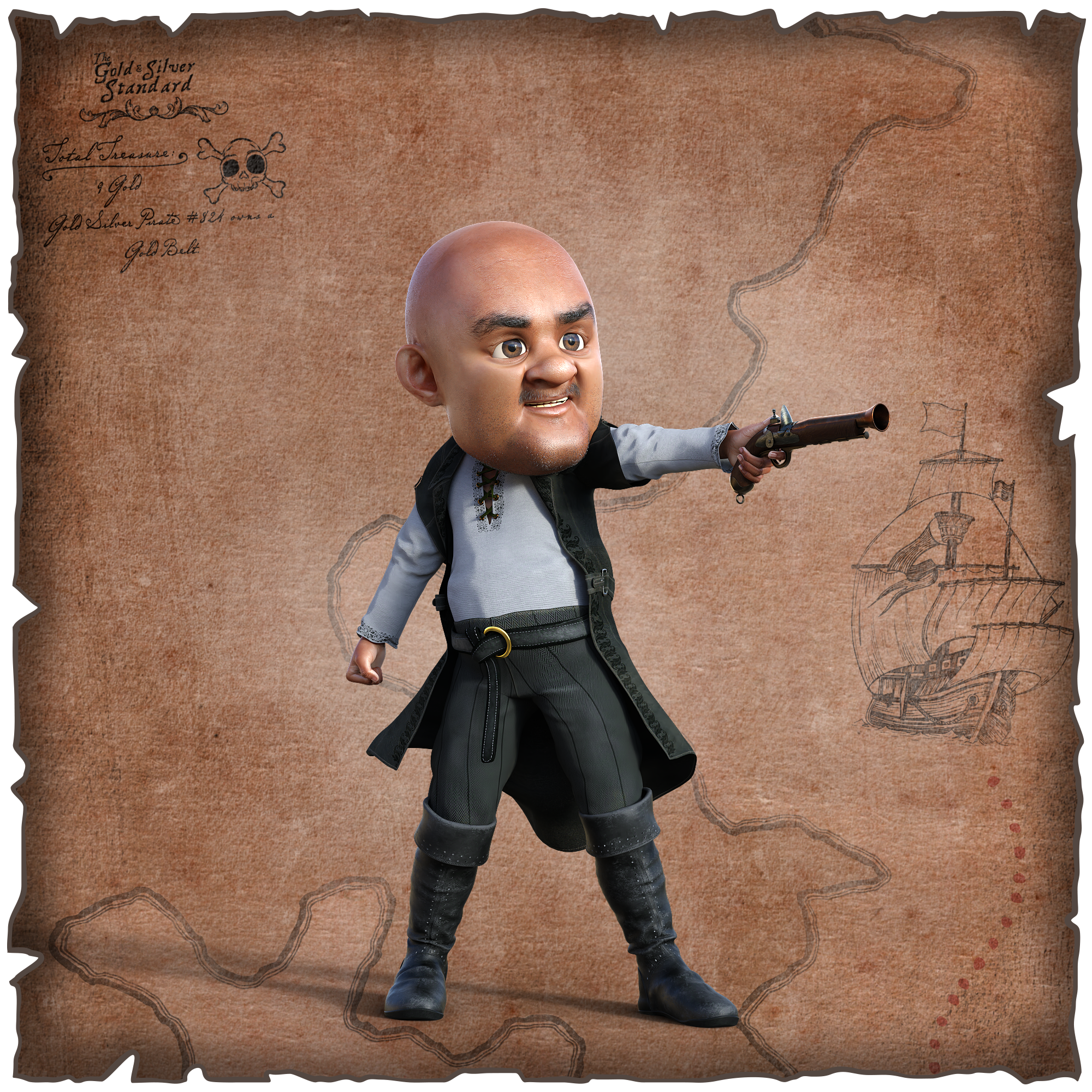 Gold Silver Pirate #824