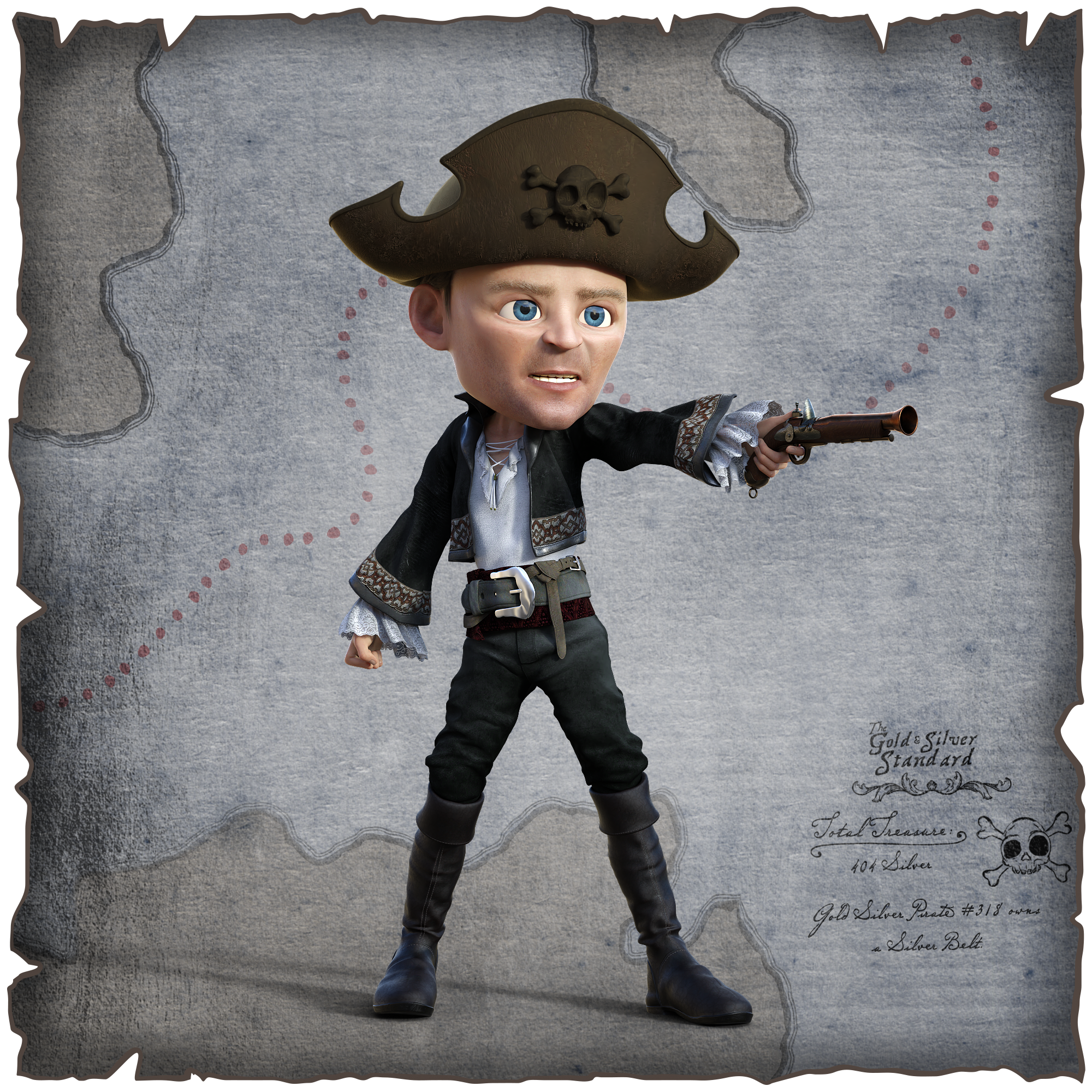 Gold Silver Pirate #318