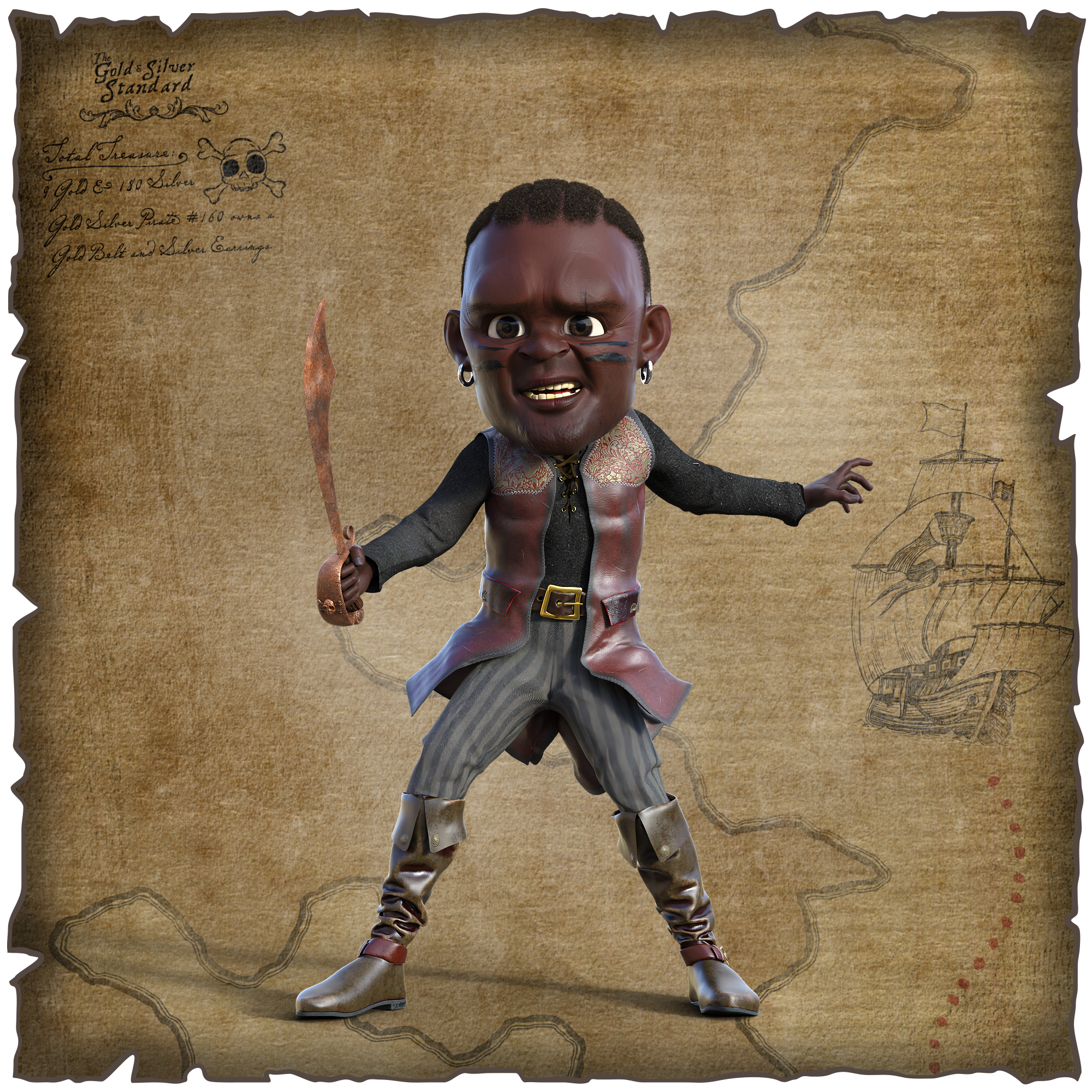 Gold Silver Pirate #160