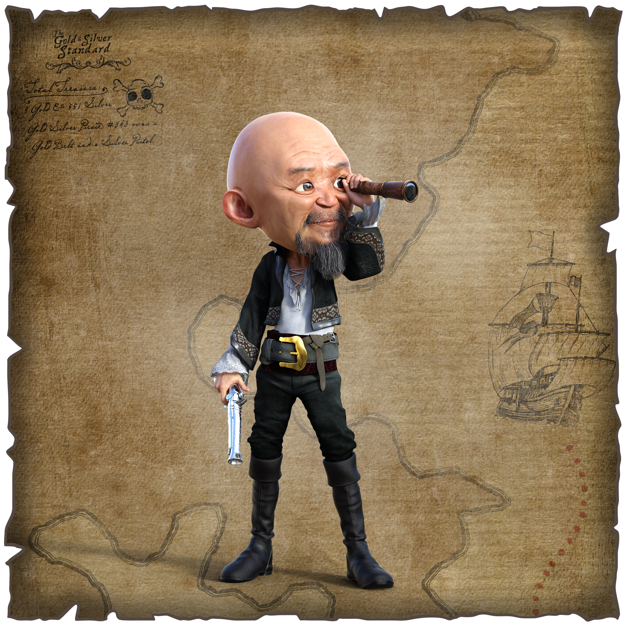Gold Silver Pirate #843