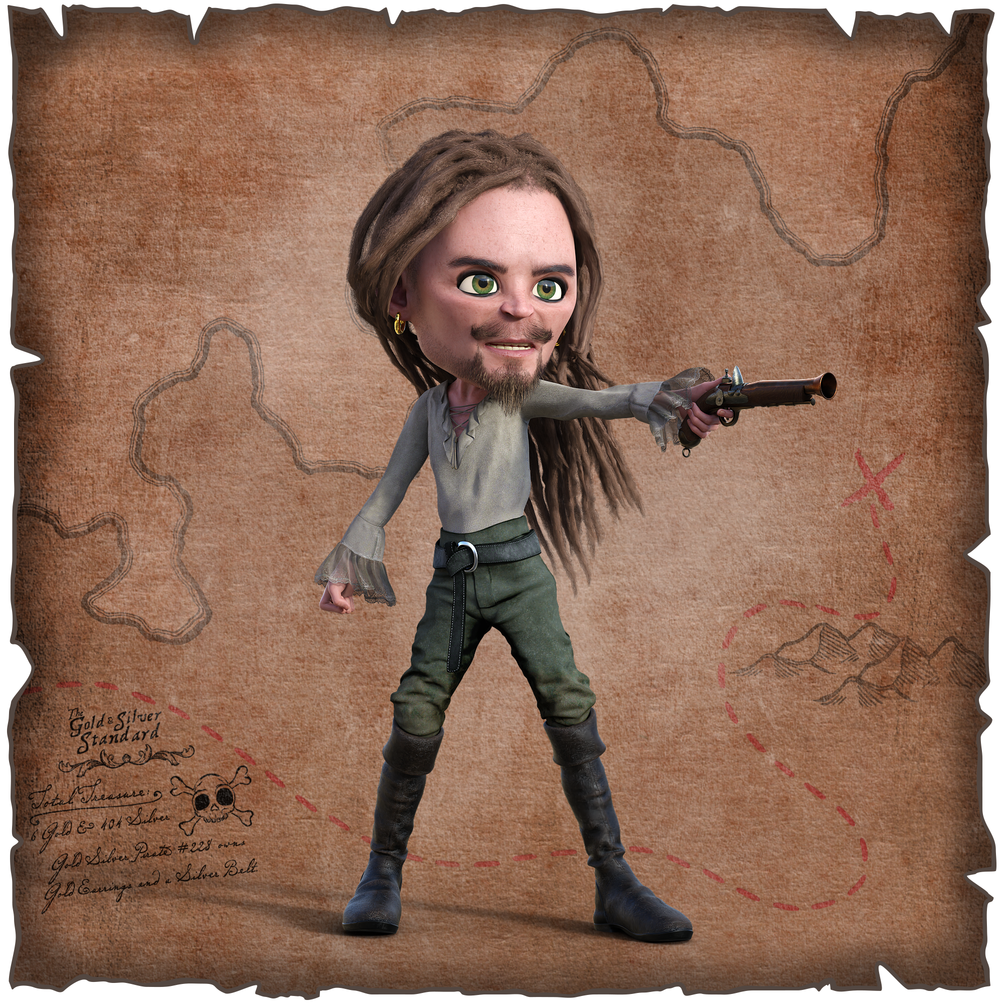 Gold Silver Pirate #228
