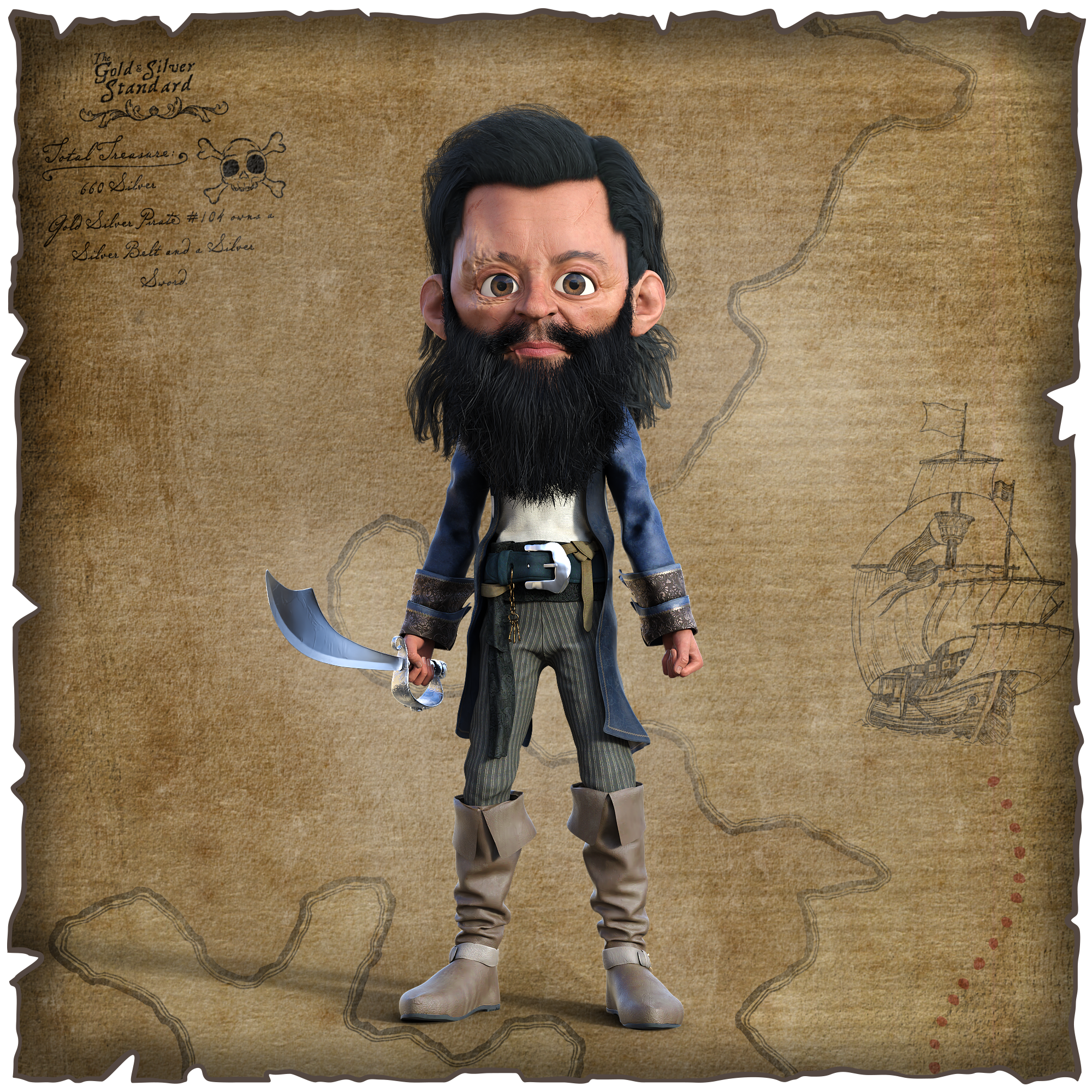 Gold Silver Pirate #104