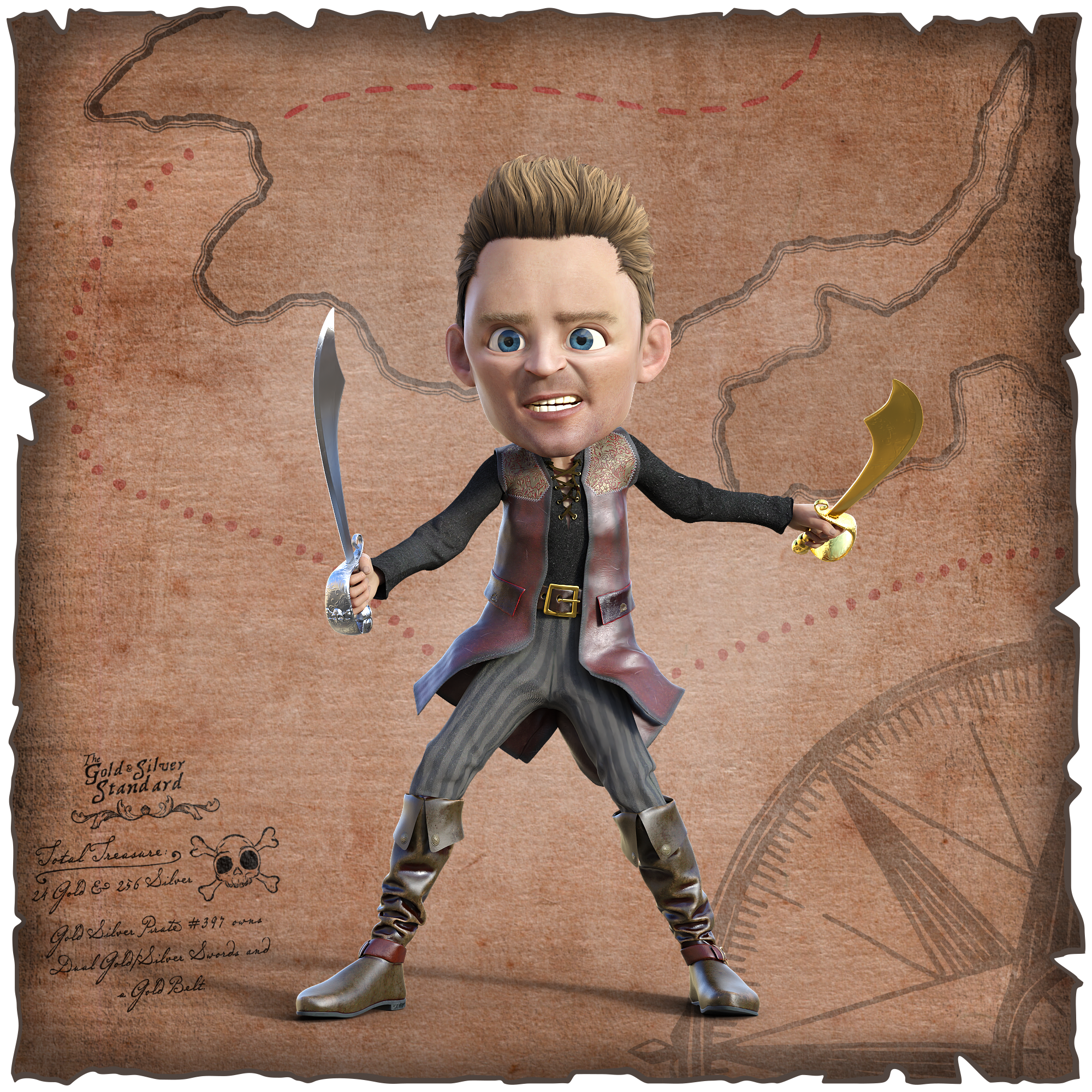 Gold Silver Pirate #397