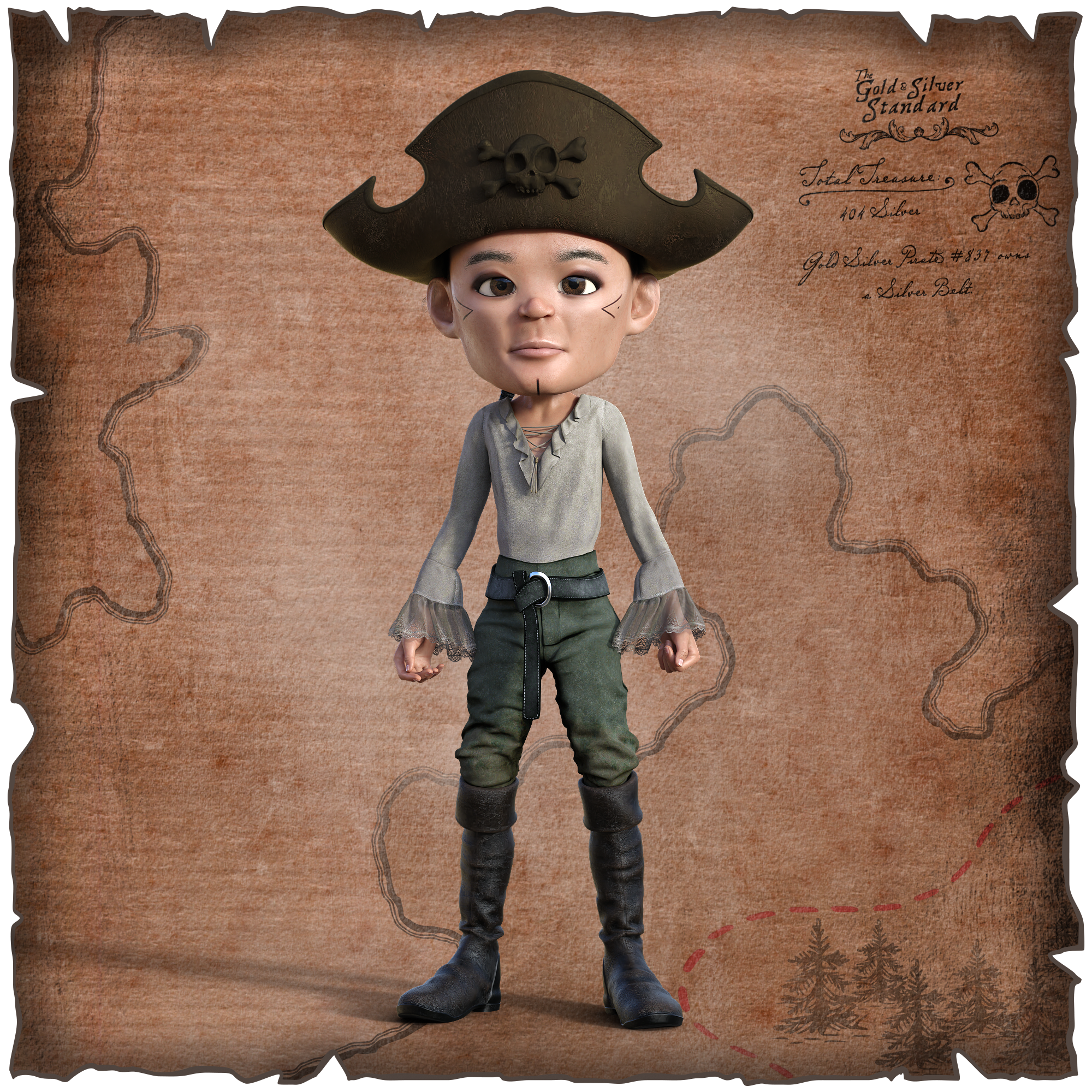 Gold Silver Pirate #837