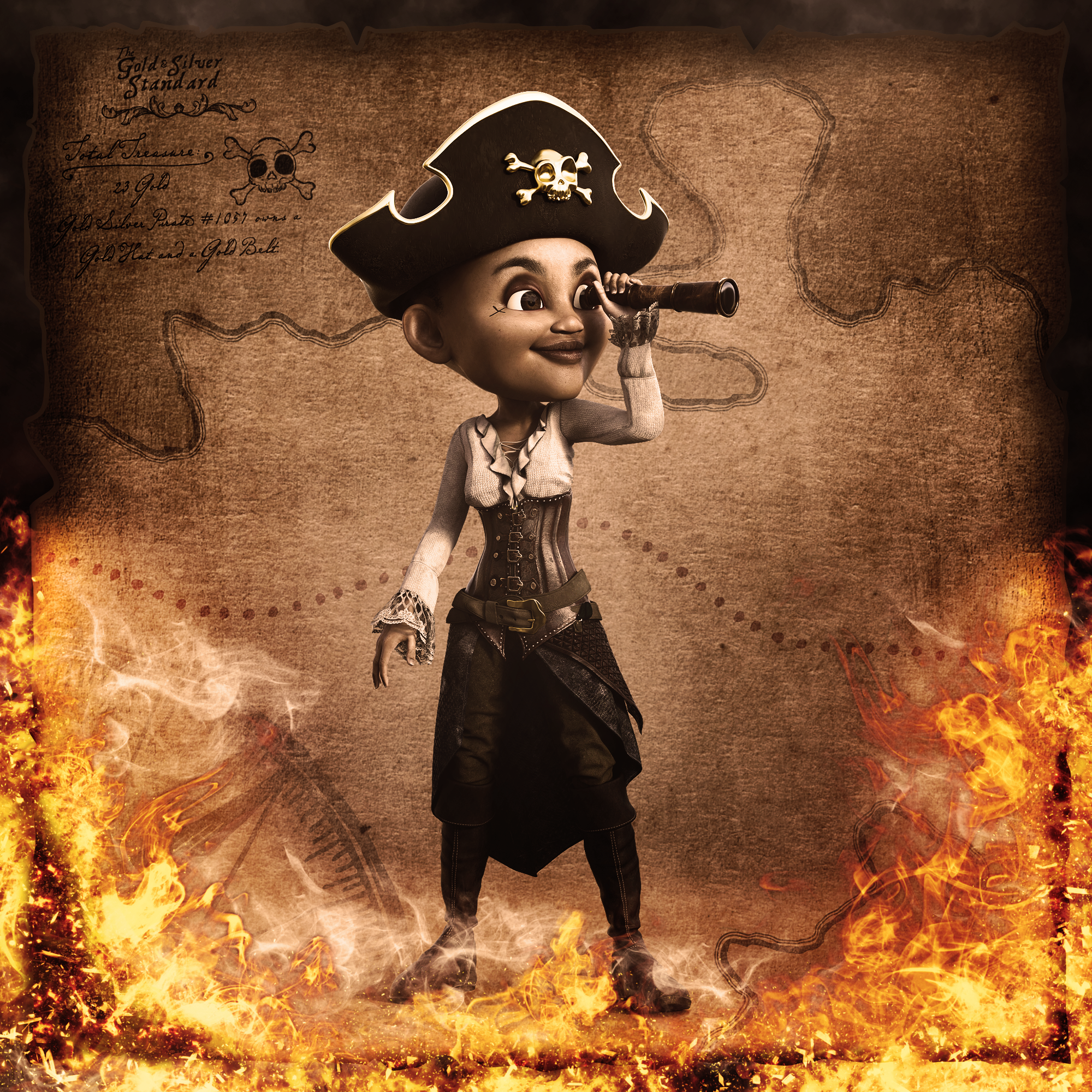 Gold Silver Pirate #1057