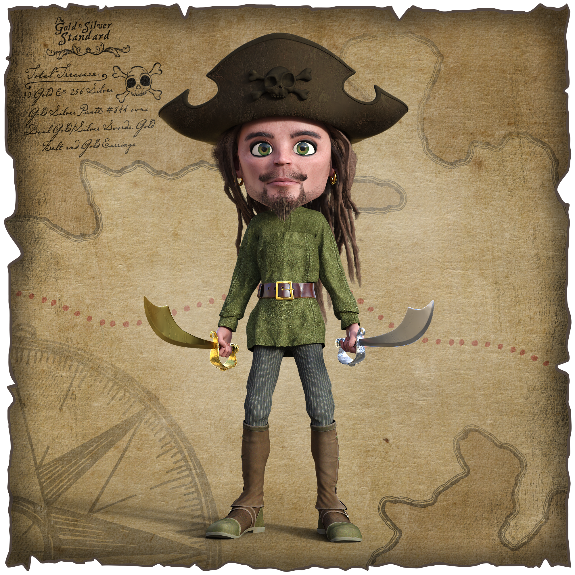 Gold Silver Pirate #844