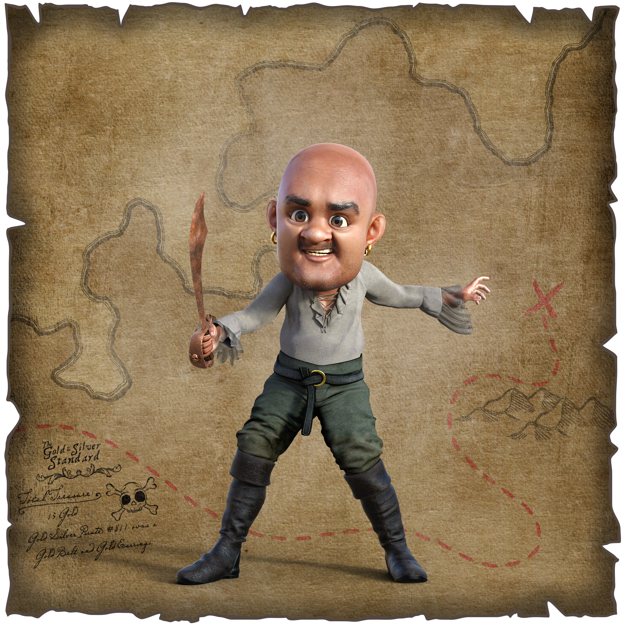 Gold Silver Pirate #811