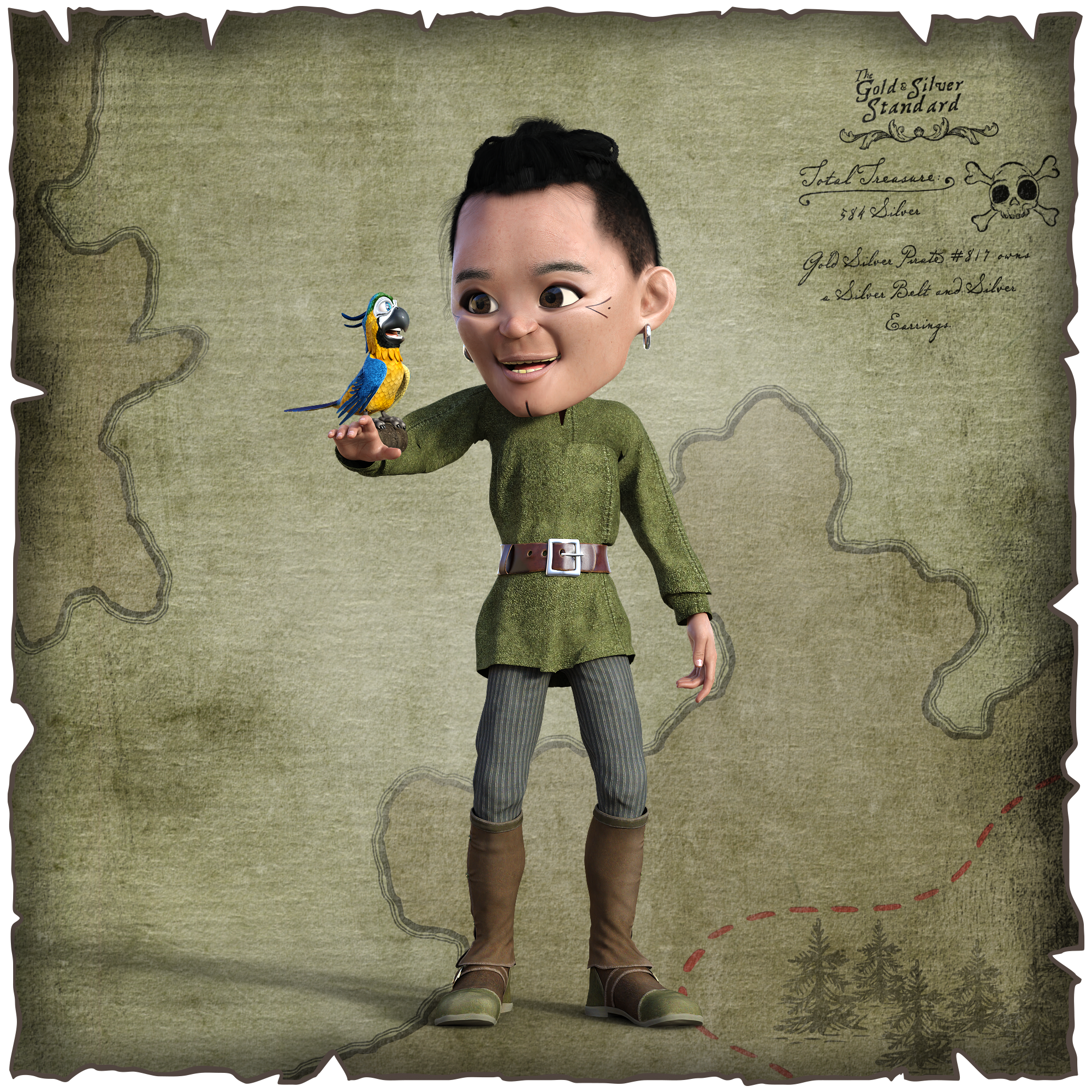 Gold Silver Pirate #817